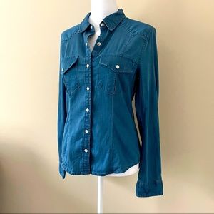 BP Denim Button-Down Long-Sleeve Shirt. Western Style. Size XS. 98% Cotton